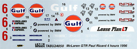 Tabu Design 24050 1/24 McLaren F1-GTR "Gulf White" - BanzaiHobby