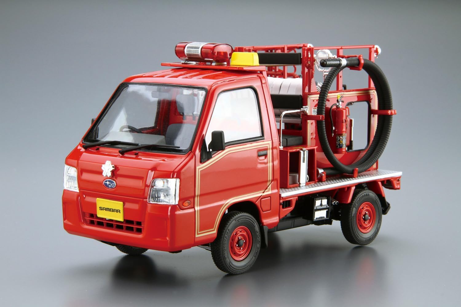 Aoshima 1/24 The Model Car No. 119 Subaru TT2 Sambar Fire Truck '11 - BanzaiHobby
