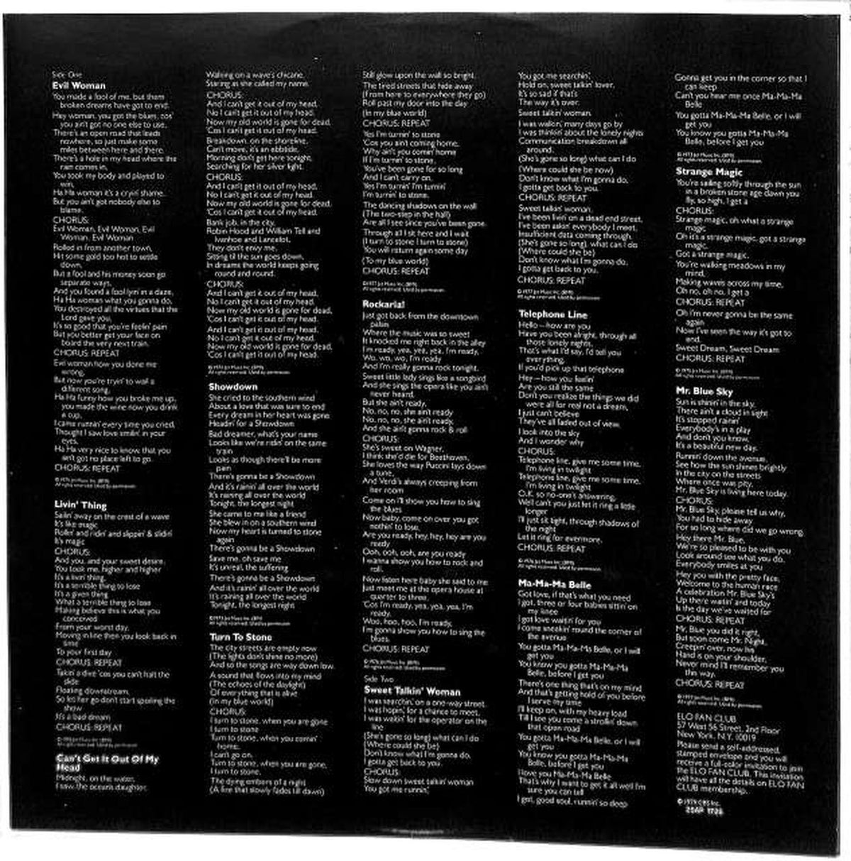 CBS Sony ELO "Greatest Hits" 25AP1726