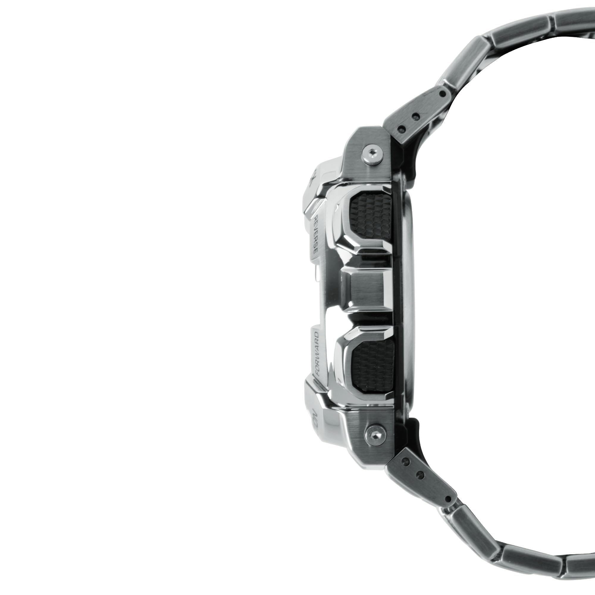 G-Shock Casio フルメタルアナログデジタル腕時計 GM110, シルバー, スチームパンク。