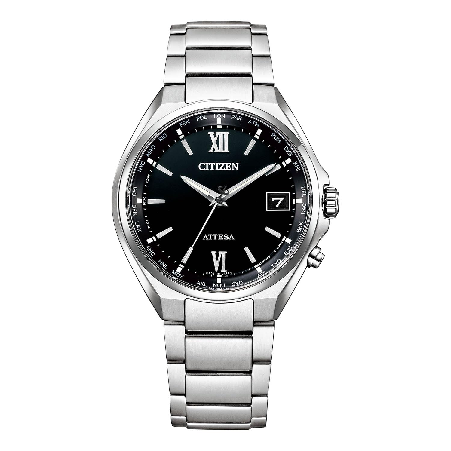 Citizen Attesa CB1120-50G Herrenuhr, wasserdicht, funkgesteuert, solarbetrieben, Business-Uhr, schlichtes Design, Sekundenzeiger, Datumsanzeige, Schwarz, Silber - BanzaiHobby