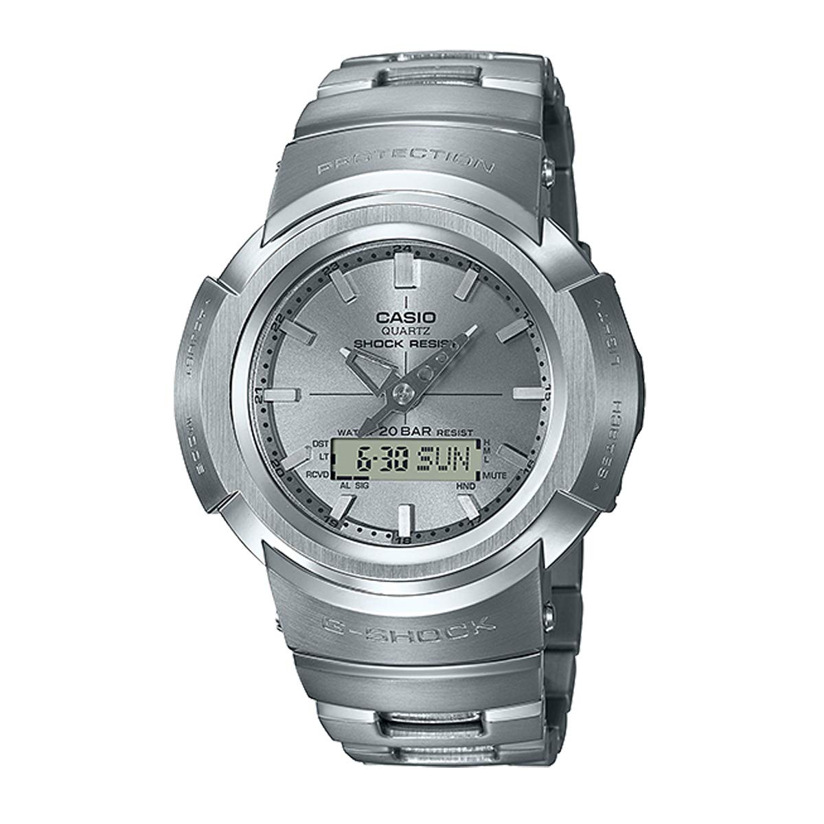 CASIO カシオ gshock ジーショック AW500 初代アナログ 復刻版 ソーラー電波 フルメタル AWM-500D-1A8 アナログデジタル メンズ 男性用 マットシルバー 電波時計 タフソーラー 同型：AMW-500D-1A8JF [並行輸入品]