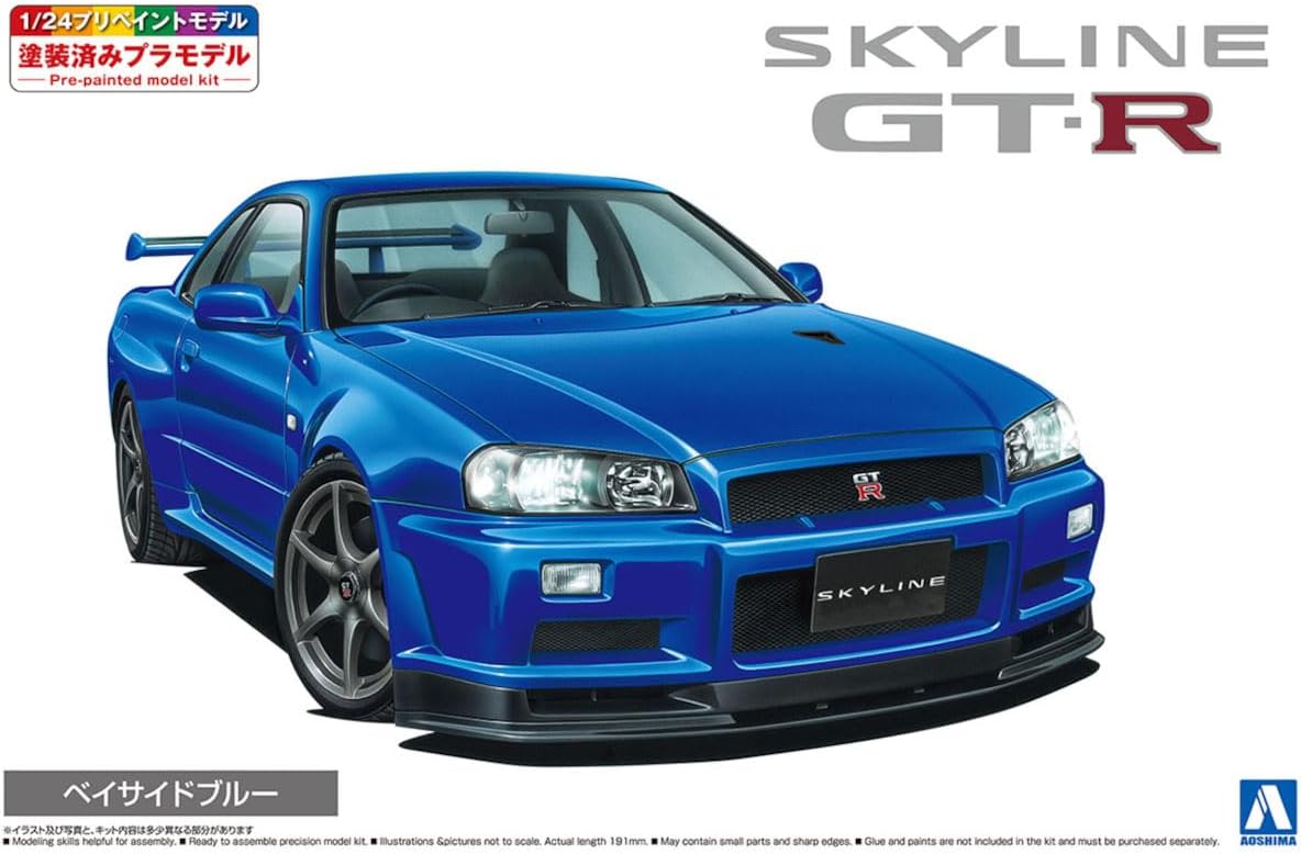 Aoshima 1/24 NISSAN BNR34 SKYLINE GT-R V・spec Ⅱ '00 Bayside Blue - BanzaiHobby