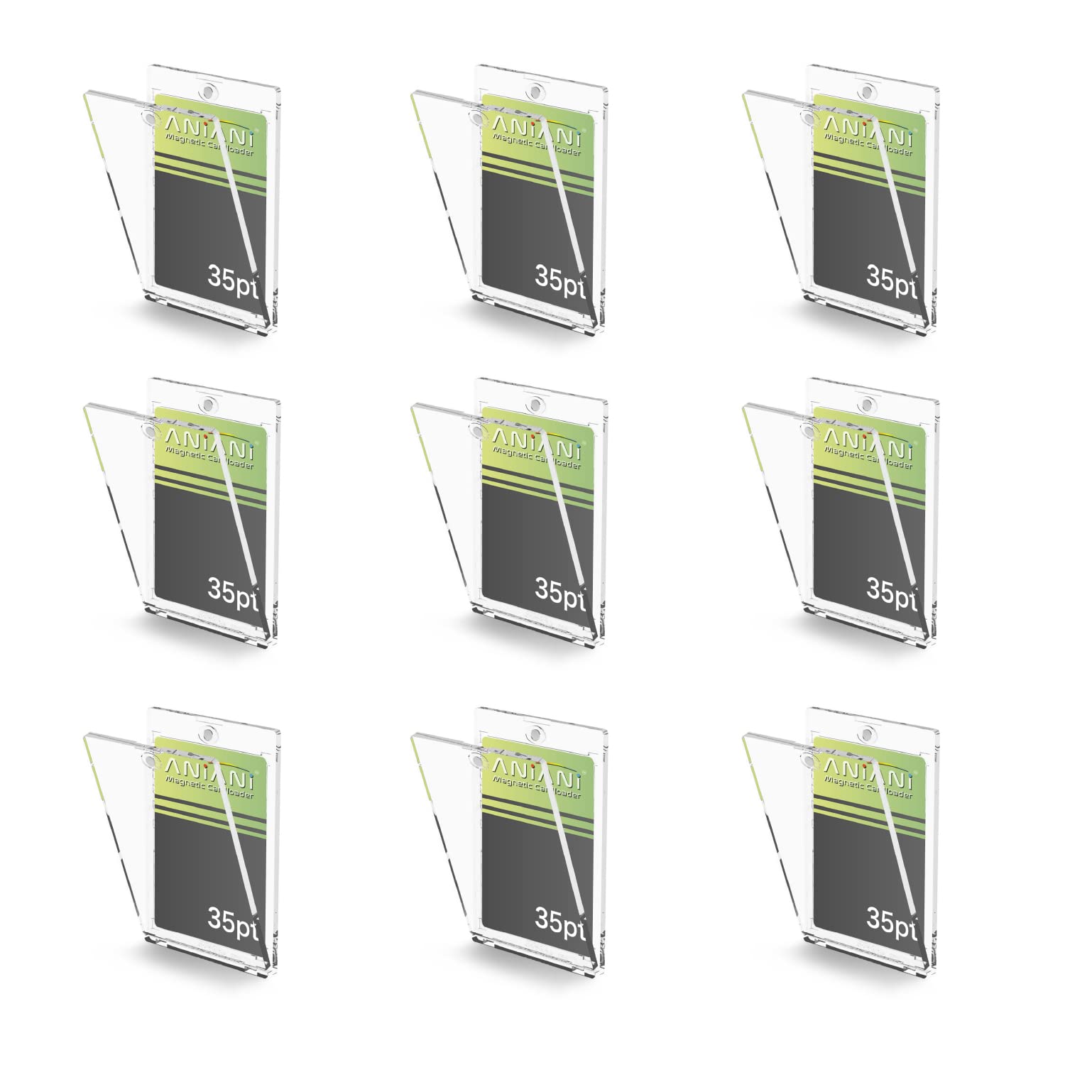 ANiANi マグネットローダー カードローダー (9個+専用スリーブセット) トレーディングカード 35pt カードケース UVカット カード保護 収納 トレカ保護ケース ポケカ コレクション