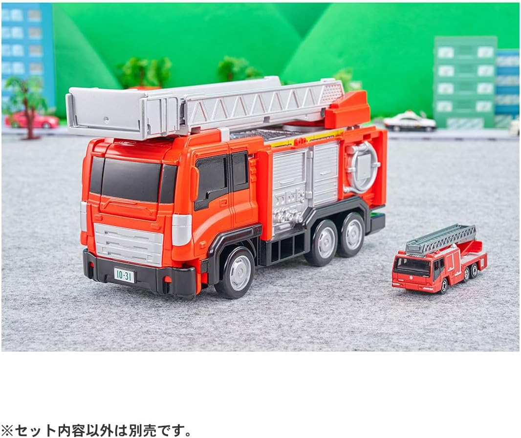 Tomica World Tomica Vehicle Town Transforming Ladder Fire Truck (with Tomica) - BanzaiHobby