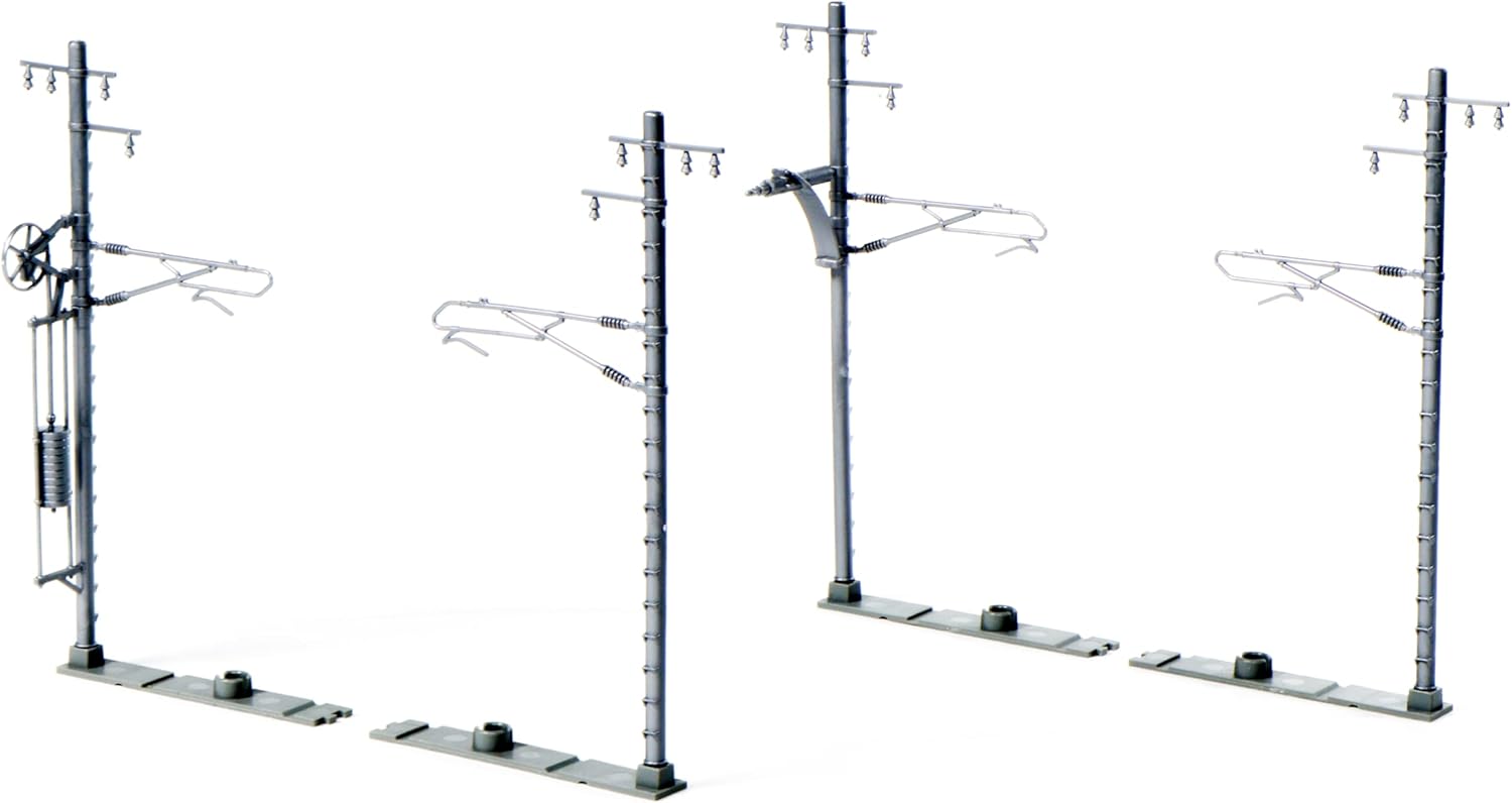 KATO 23-066-2 N Gauge Single Line Wide Overhead Pole (Silver/20 Pieces)