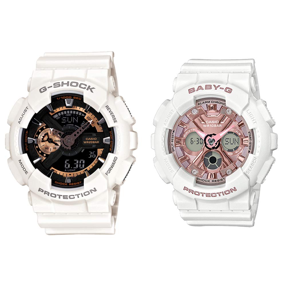 [カシオ]CASIO ペアウォッチ G-SHOCK Gショック BABY-G ベビーG アナデジ デジタル＆アナログ 多機能 防水 ブラック×ホワイト ピンク×ホワイト GA-110RG-7AJFBA-130-7A1JF 腕時計[国内正規品]