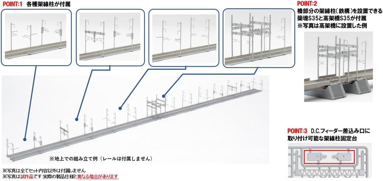 TOMIX 3232 N Gauge Overhead Pole and Shinkansen Power Supply Set (2 Sets of Embankment S35/Viaduct S35) - BanzaiHobby