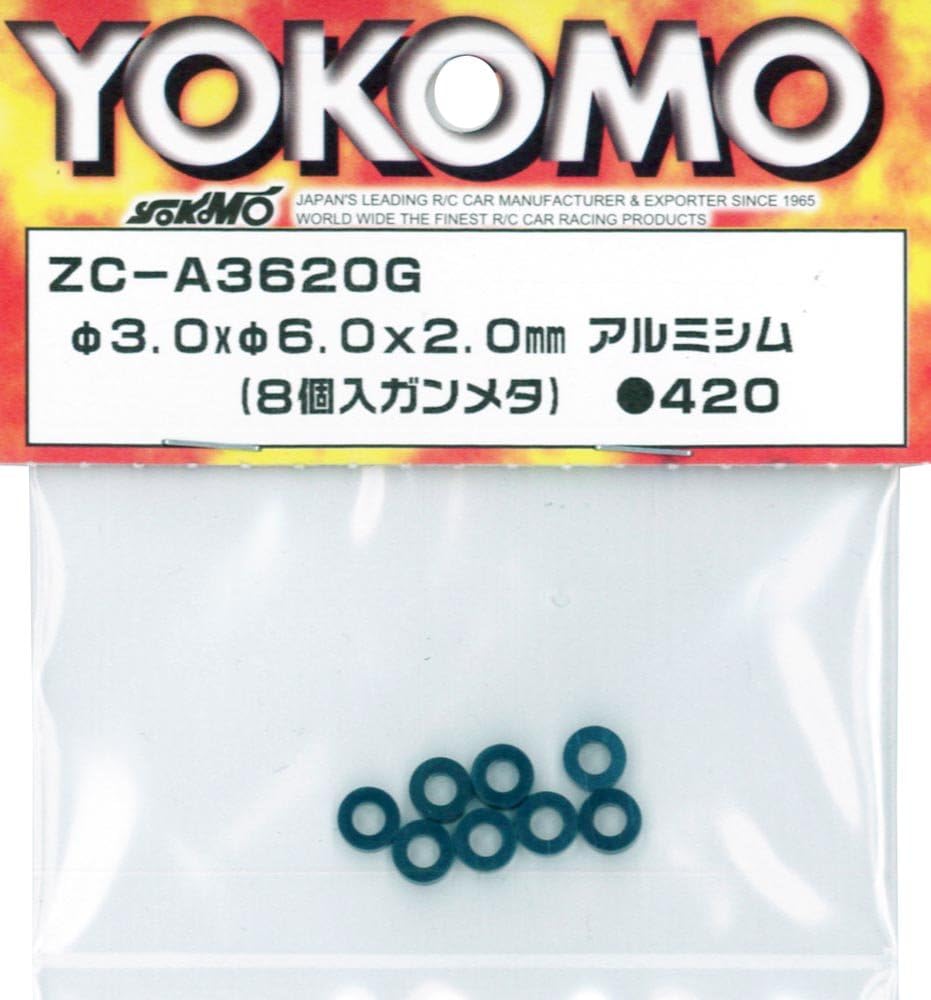 Yokomo ZC-A3620G Diameter 3.0 x 6.0 x 2.0mm Aluminum Shim (8 pieces, Gunmetal)