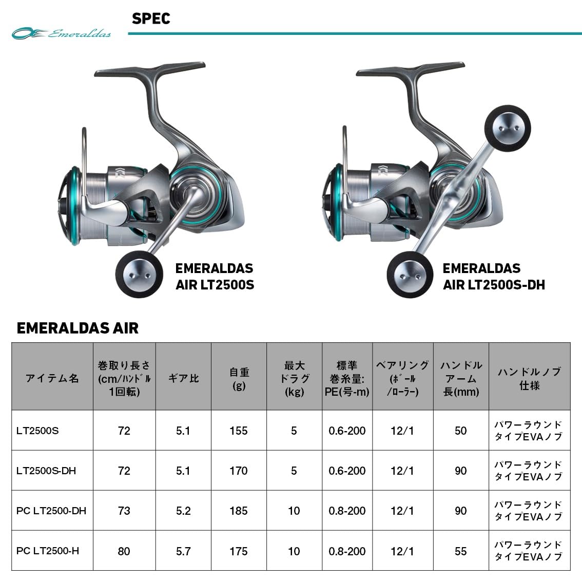 ダイワ(DAIWA) エギング専用リール 25EMERALDAS AIR PC LT2500-DH