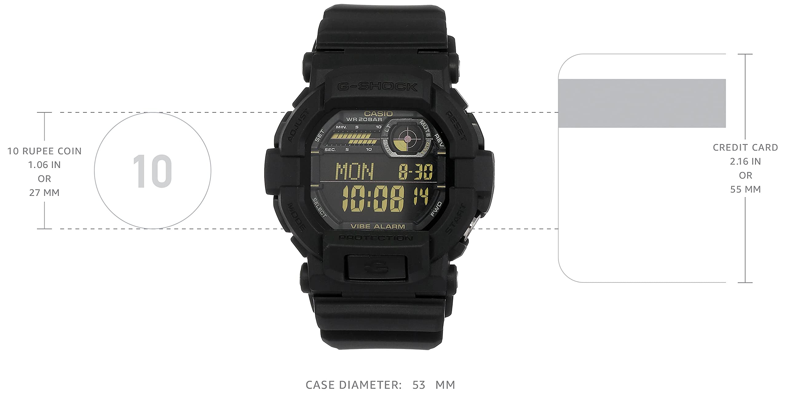 CASIO カシオ Gショック G-SHOCK メンズ デジタル 腕時計 バイブレーション GD-350-1B ブラック 海外モデル 逆輸入品