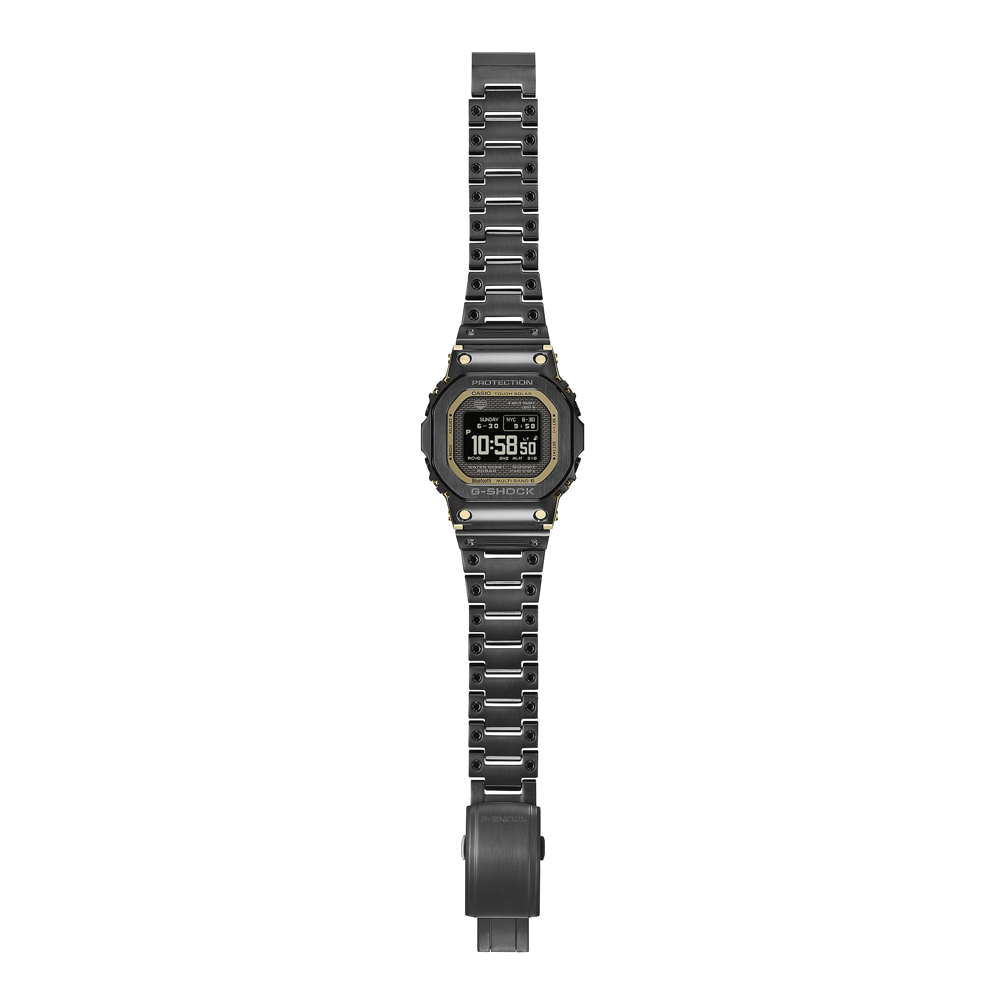カシオ G-Shock フルメタル 5000シリーズ デジタル ツートン ブラック アンド ゴールドトーン ステンレススチール 腕時計 49.3mm - GMWBZ5000BD-1