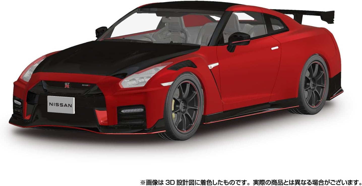 Aoshima 065945 1/24 Raku Plastic Snap Car Series No.02-VR R35 NISSAN GT-R NISMO Special Edition 2022 Vibrant Red - BanzaiHobby