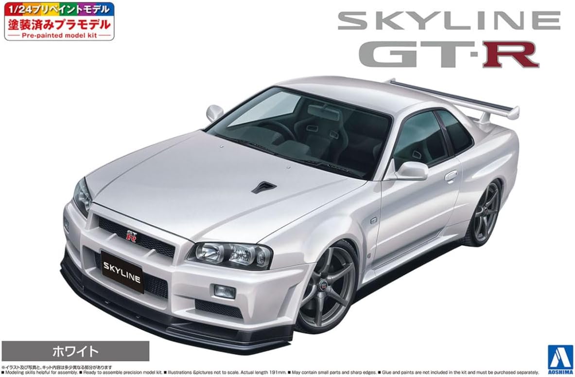 Aoshima 1/24 NISSAN BNR34 SKYLINE GT-R V・spec Ⅱ '00 White - BanzaiHobby