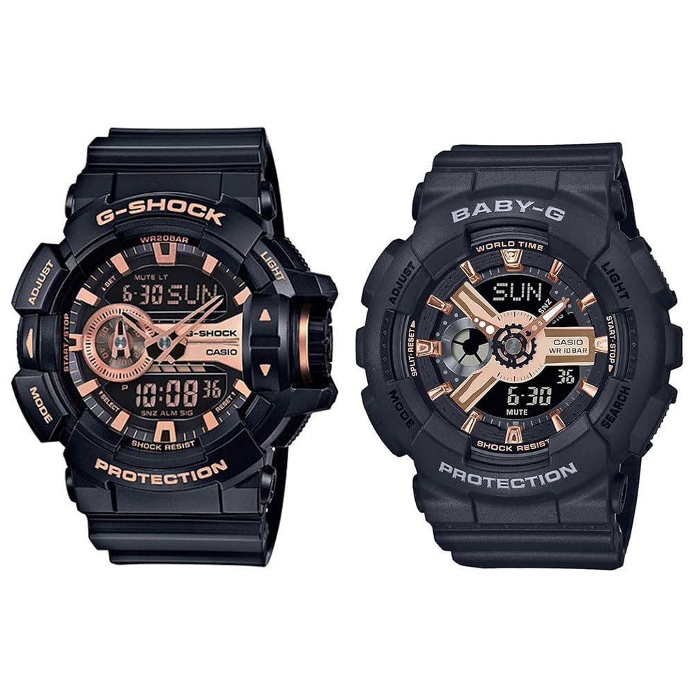 [カシオ]CASIO 防水 ペアウォッチ G-SHOCK Baby-G ジーショック ベビージー メンズ レディース アナログ デジタル アナデジ ブラック GA-400GB-1A4BA-110XRG-1A 腕時計 [並行輸入品]