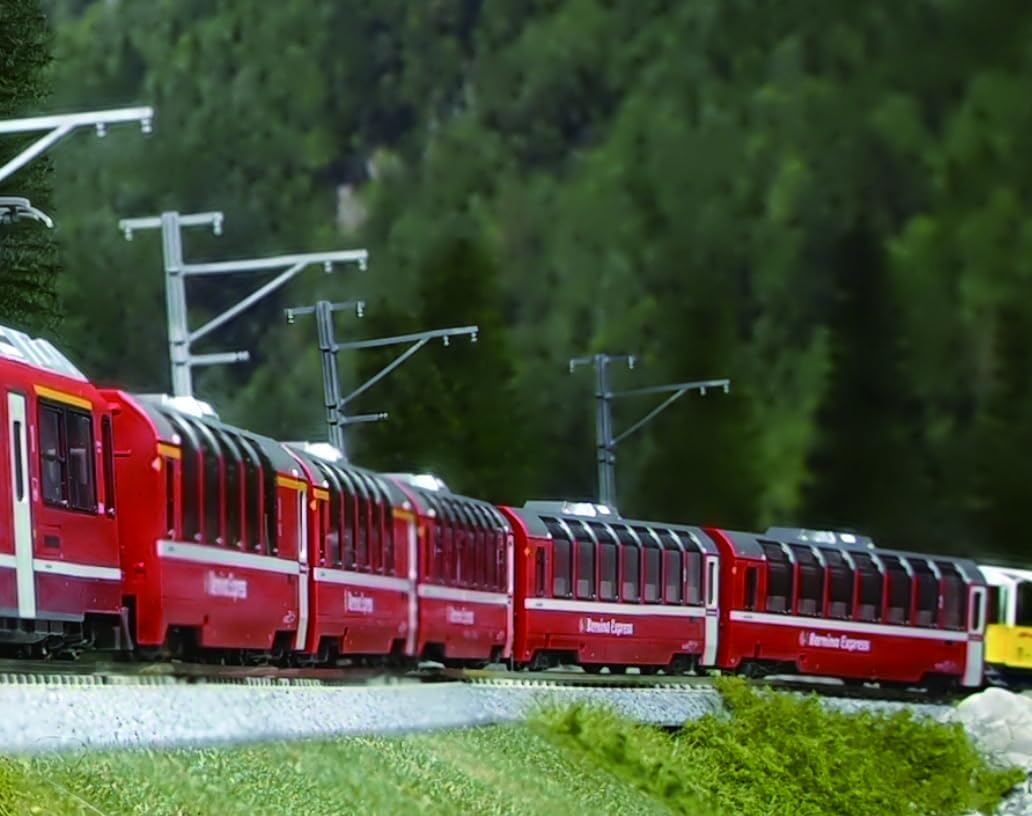 KATO 10-1655 N Gauge Rhaetian Railway Bernina Express New Logo, Basic Set, 3 Cars, Railway Model, Passenger Car - BanzaiHobby