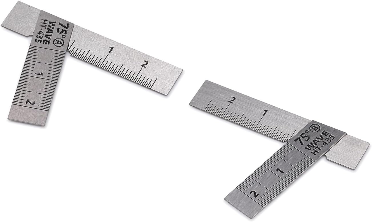 Wave HT435 HG Stainless Steel T-Ruler (Short Type) 2pcs 75 Degrees - BanzaiHobby