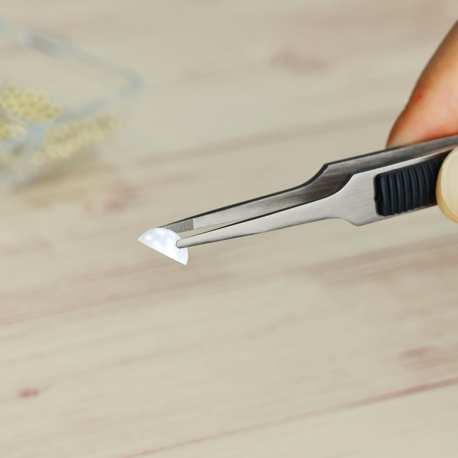 Mineshima 211-H Non-Slipping Stainless Steel Tweezers with Round Tip (120 mm) - BanzaiHobby