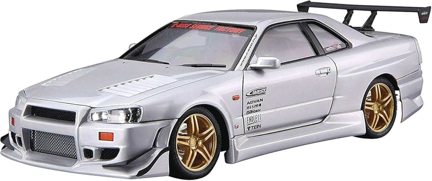 Aoshima 1/24 The Tuned Car Series No.50 Nissan C-WEST BNR34 Skyline GT-R '02 - BanzaiHobby