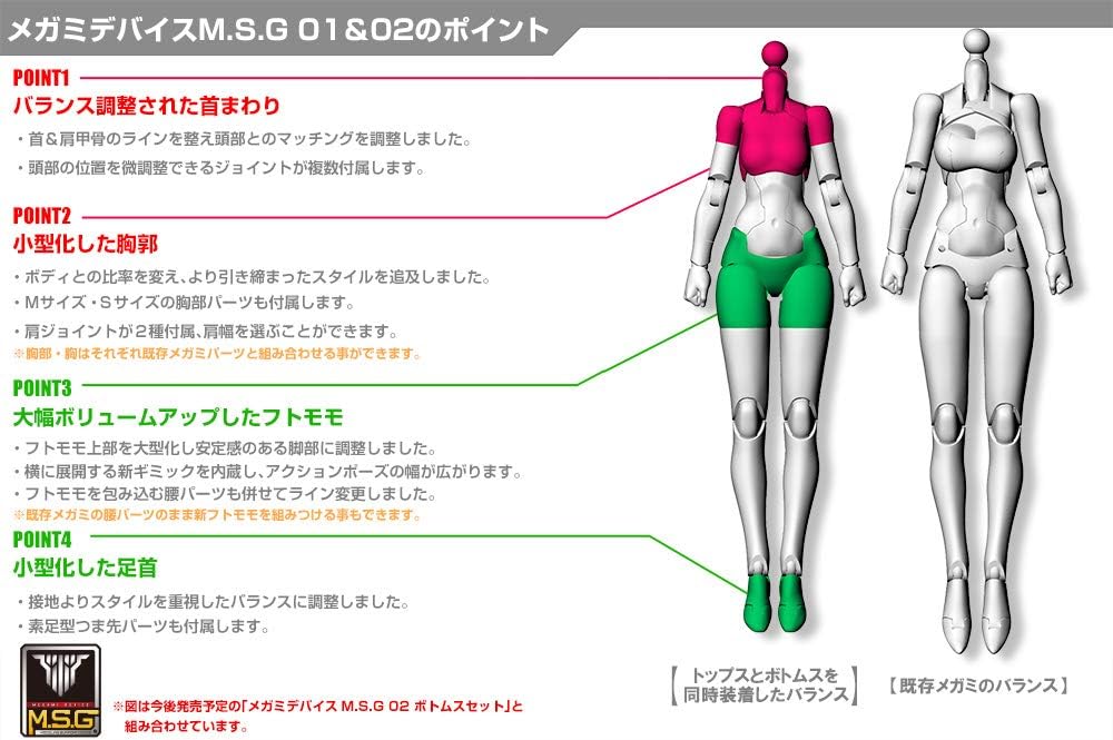 Kotobukiya KP566R Megami Device M.S.G 01 Tops Set Skin Color B - BanzaiHobby