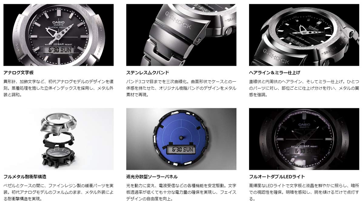 CASIO カシオ gshock ジーショック AW500 初代アナログ 復刻版 ソーラー電波 フルメタル AWM-500D-1A8 アナログデジタル メンズ 男性用 マットシルバー 電波時計 タフソーラー 同型：AMW-500D-1A8JF [並行輸入品] - BanzaiHobby