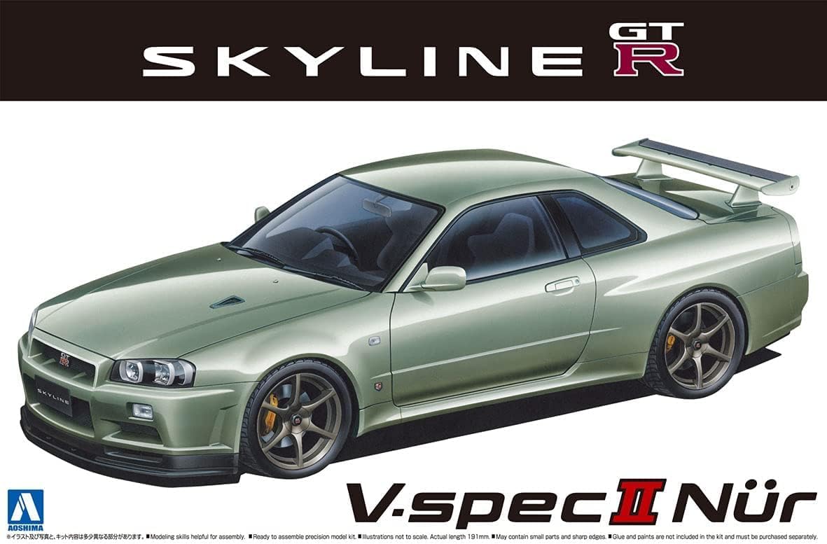 Aoshima 1/24 Modellauto Nr. 134 Nissan BNR34 Skyline GT-R V-spec II Nur. '02
