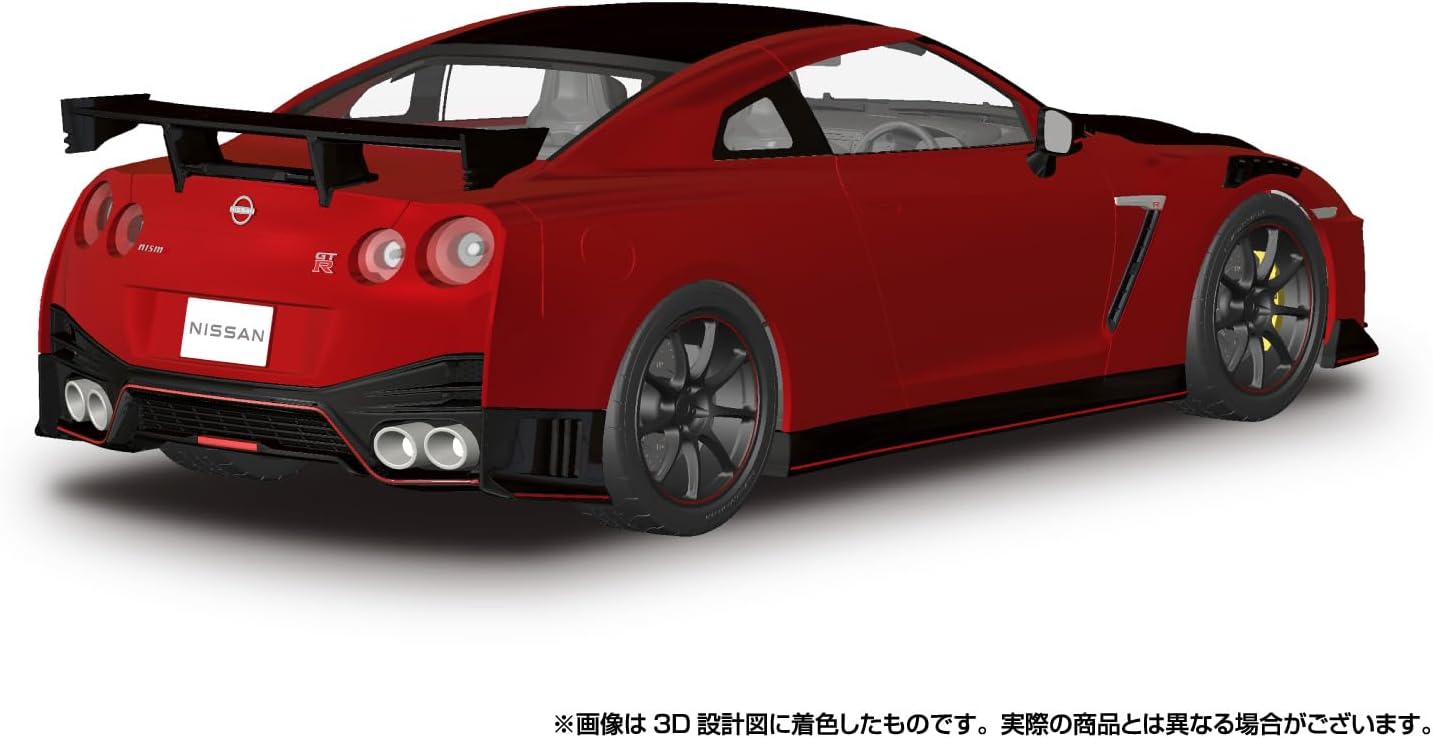 Aoshima 065945 1/24 Raku Plastic Snap Car Series No.02-VR R35 NISSAN GT-R NISMO Special Edition 2022 Vibrant Red - BanzaiHobby