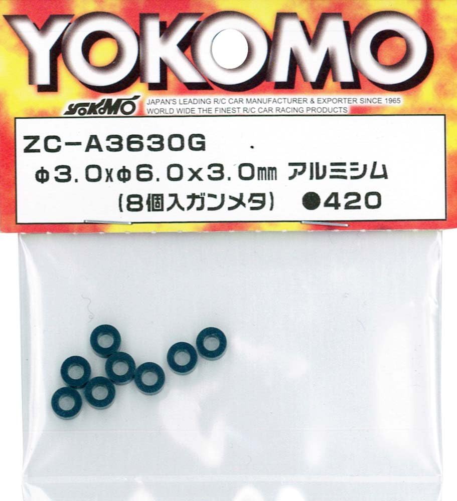 Yokomo ZC-A3630G Diameter 3.0 x 6.0 x 3.0mm Aluminum Shim (8 pieces, Gunmetal)