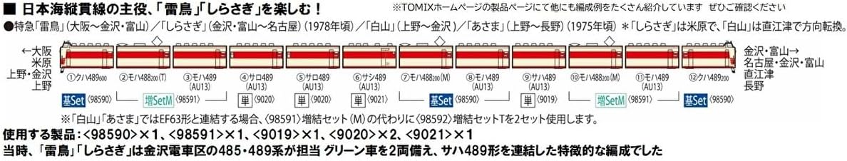 TOMIX 9019 N Gauge JNR Train Saha 481 (489) Type AU13 Powered Car