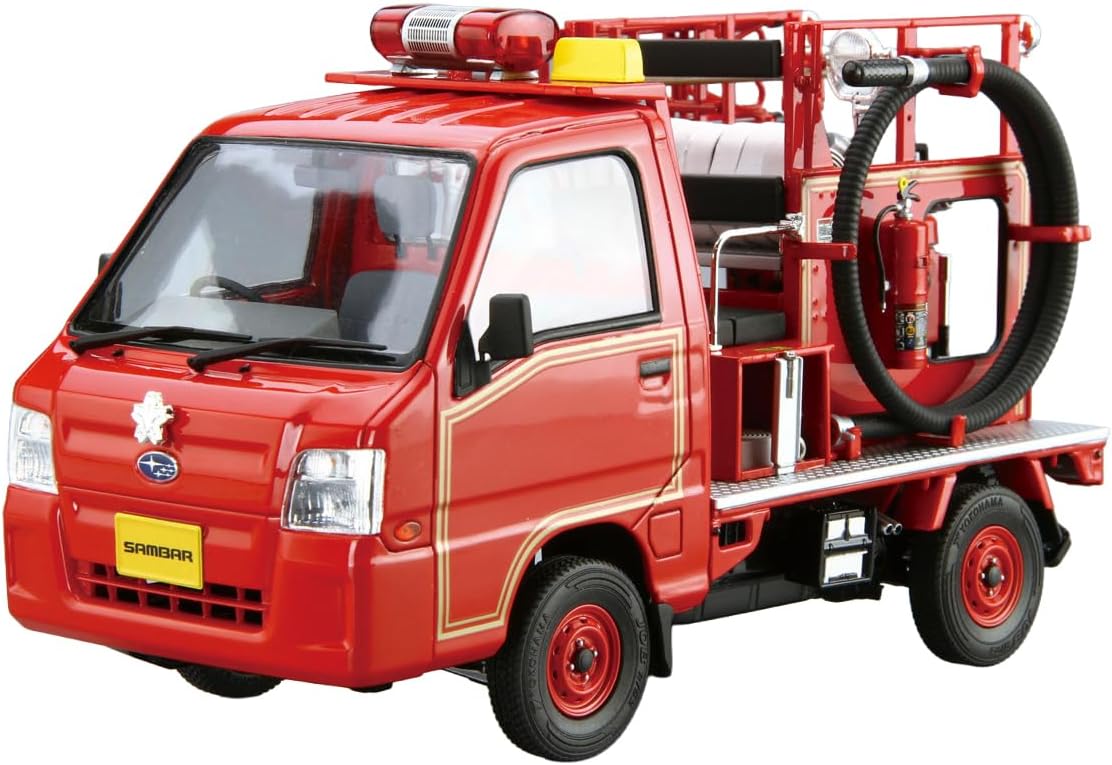 Aoshima 1/24 The Model Car No. 119 Subaru TT2 Sambar Fire Truck '11 - BanzaiHobby