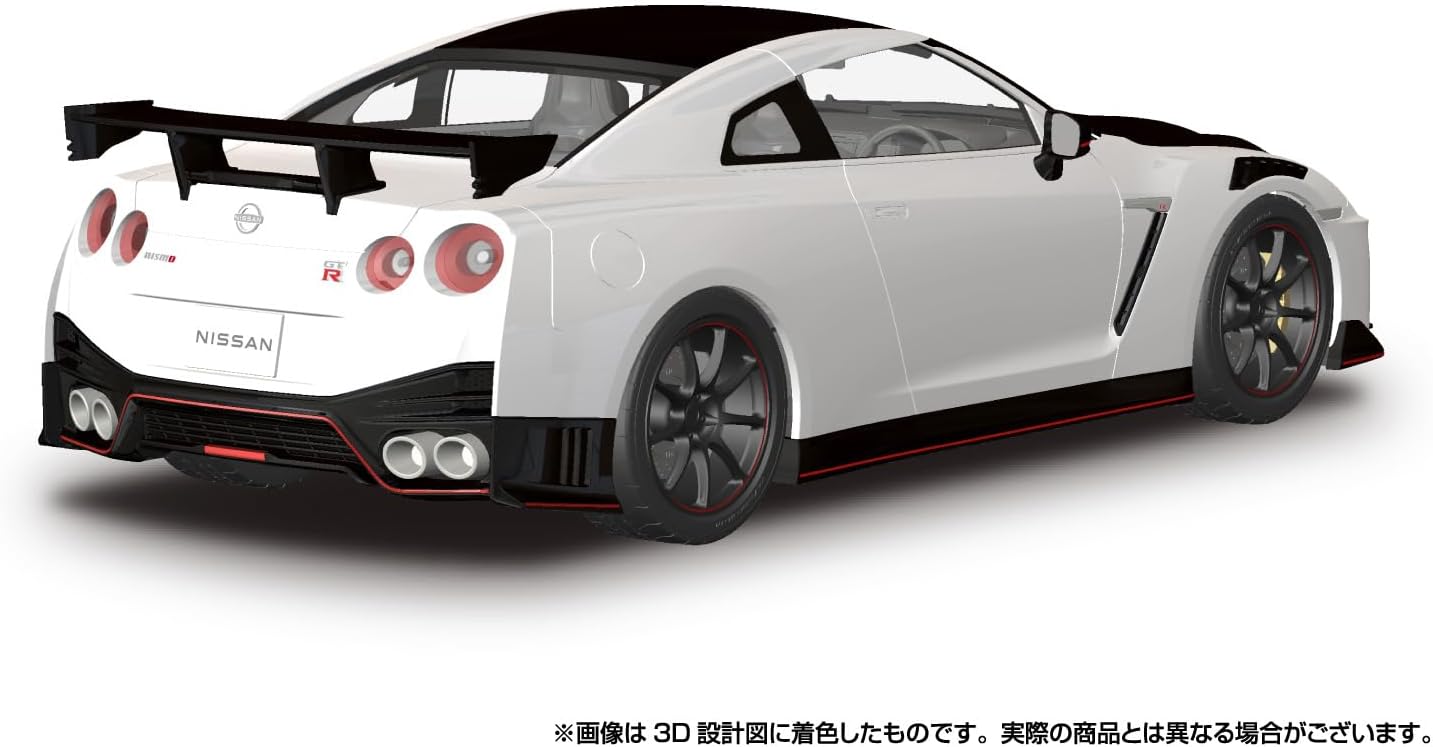 Aoshima 065921 1/24 Raku Plastic Snap Car Series No.02-BW R35 NISSAN GT-R NISMO Special Edition 2022 Brilliant White Pearl - BanzaiHobby