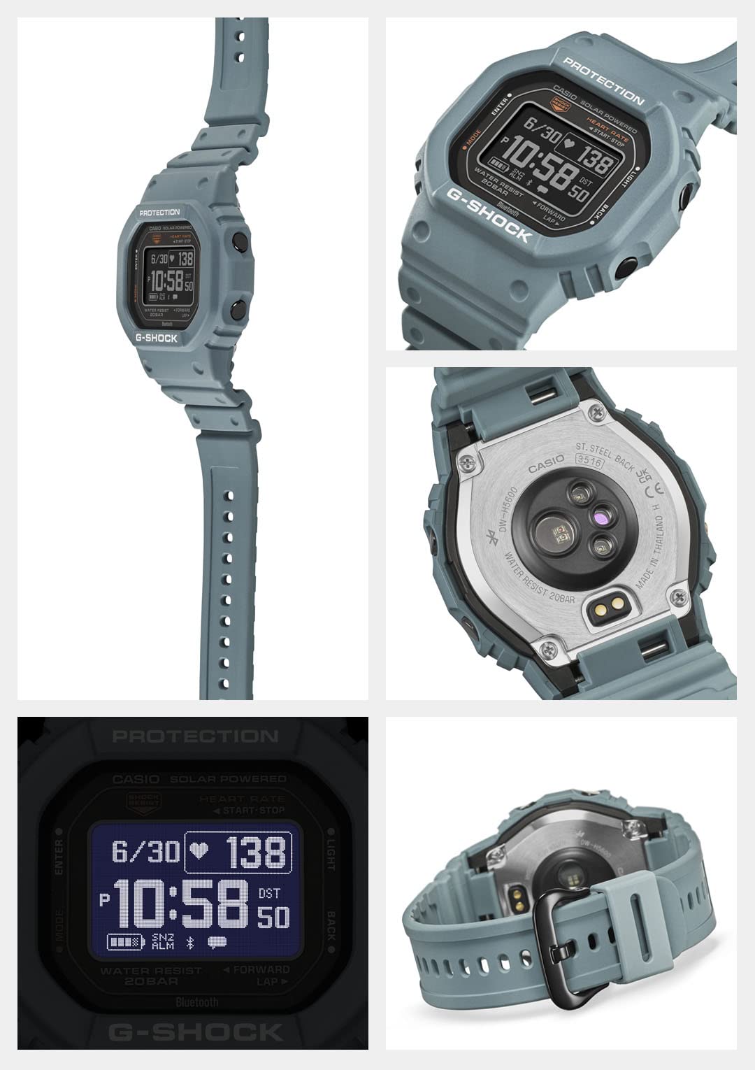 [Casio] G-Shock Watch [Domestic Genuine Product] G-SQUAD Heart Rate Monitor with Bluetooth DW-H5600-2JR Men's Pale Blue - BanzaiHobby