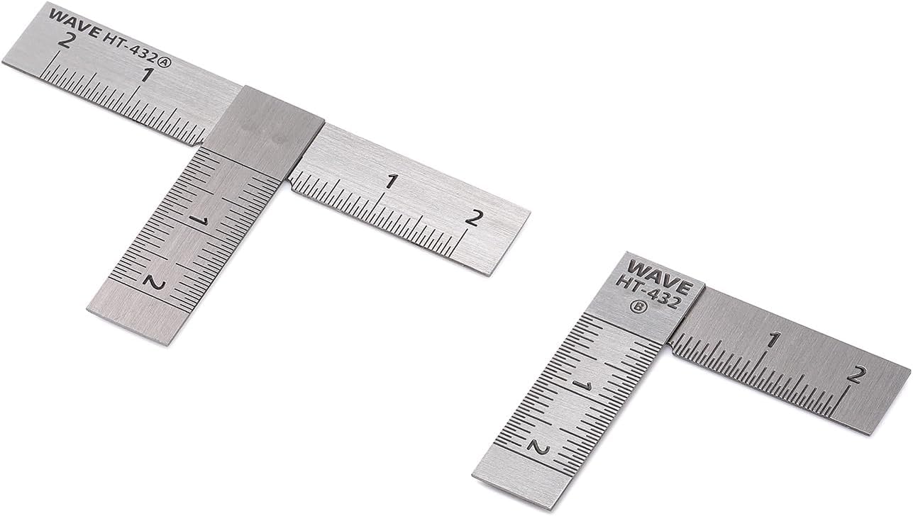 Wave HT432 HG Stainless Steel T-Ruler (Short Type) 2pcs 90 Degrees - BanzaiHobby