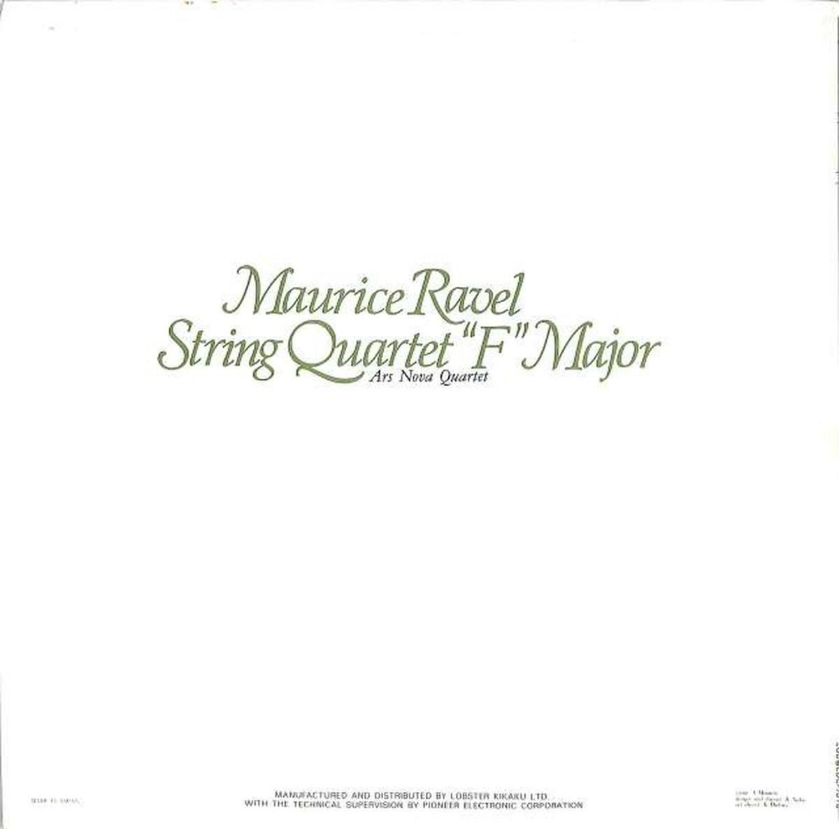 lobster Ravel String Quartet Ars Nova SQ LDC-1016