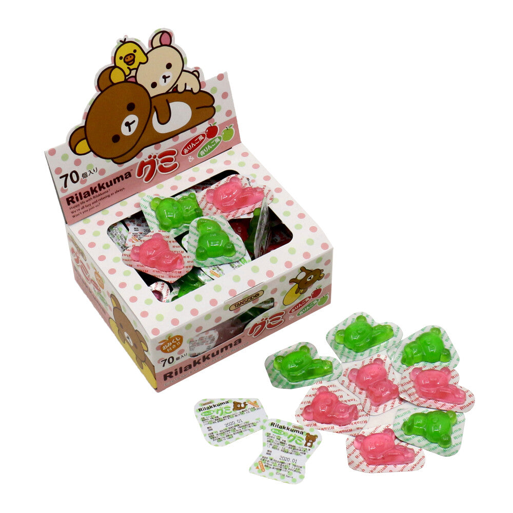 Tanseido Rilakkuma Gummy Candy - Red & Green Apple, 1 box (70 pcs)