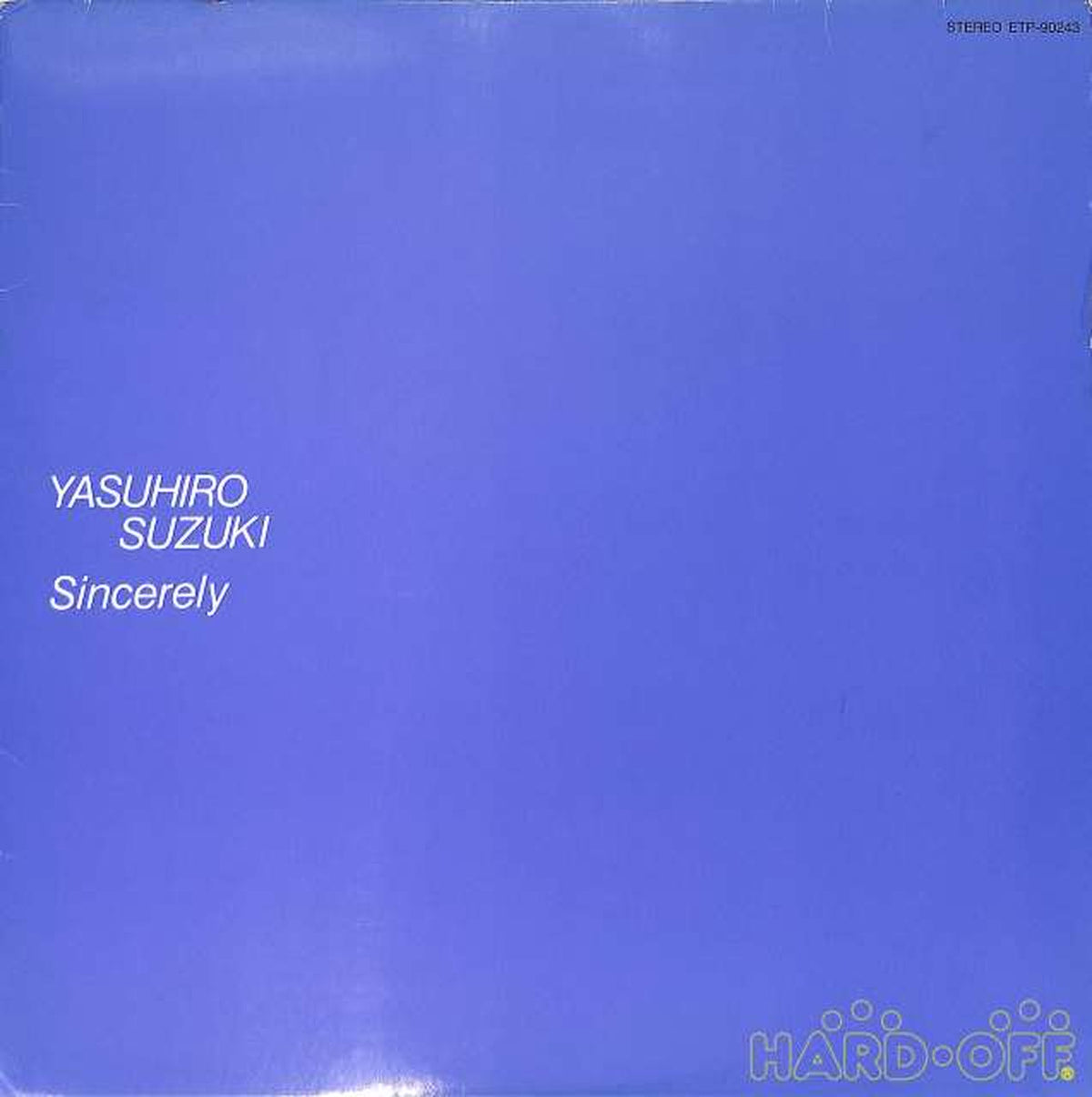Toshiba EMI Yasuhiro Suzuki "SINCERELY" ETP-90243