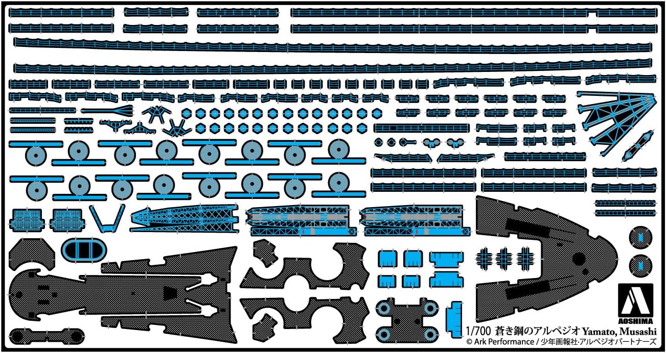 Aoshima 1/700 Fleet of Fog Super Battleship Musashi Yamato Detail Up Parts (Arpeggio Of Blue Steel)