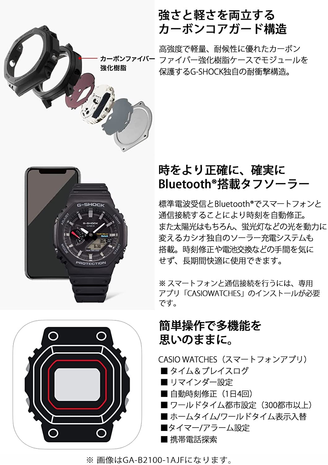 [カシオ] unisex-adult 腕時計 ジーショック Bluetooth 搭載 タフソーラー GA-B2100-1A1 マットブラック モバイルリンク アナデジ カーボンコアガード構造 [並行輸入品] - BanzaiHobby
