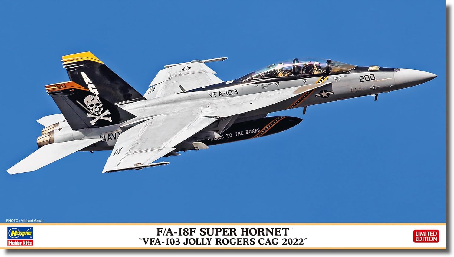 Hasegawa 02458 1/72 US Navy F/A-18F Super Hornet VFA-103 Jolly Rogers CAG 2022 - BanzaiHobby