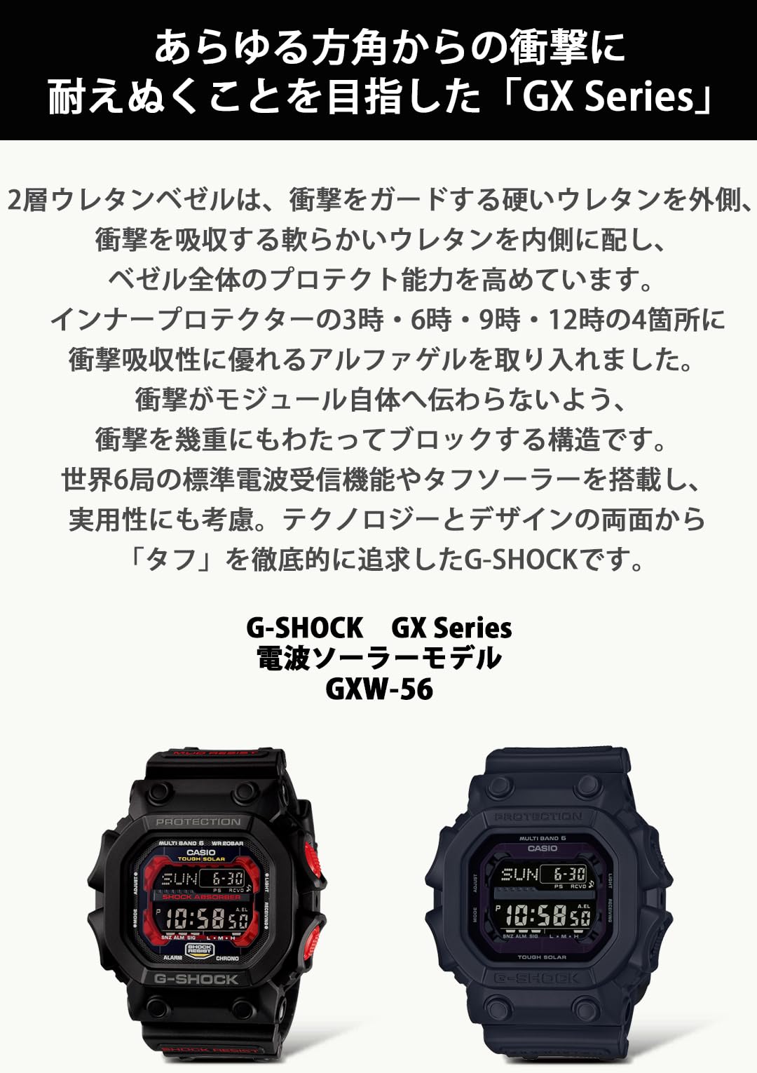[カシオ] 腕時計 ジーショック 【国内正規品】 電波ソーラー GXW-56-1AJF メンズ ブラック - BanzaiHobby