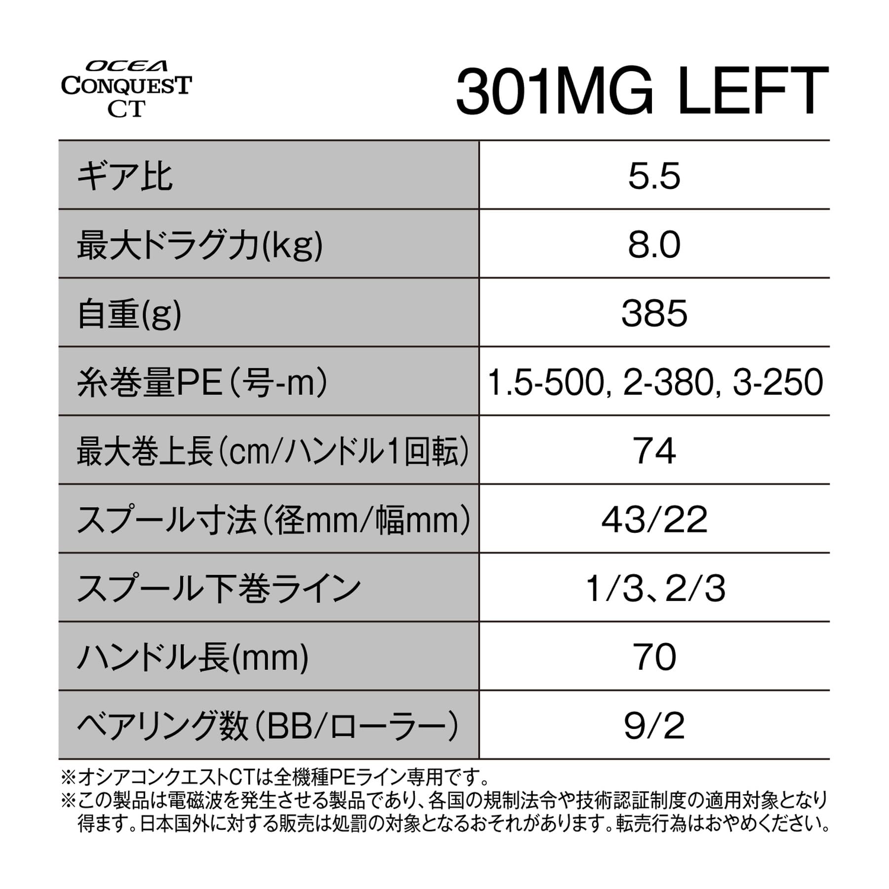 シマノ(SHIMANO) 両軸リール 24 オシアコンクエストCT 301MG (左)