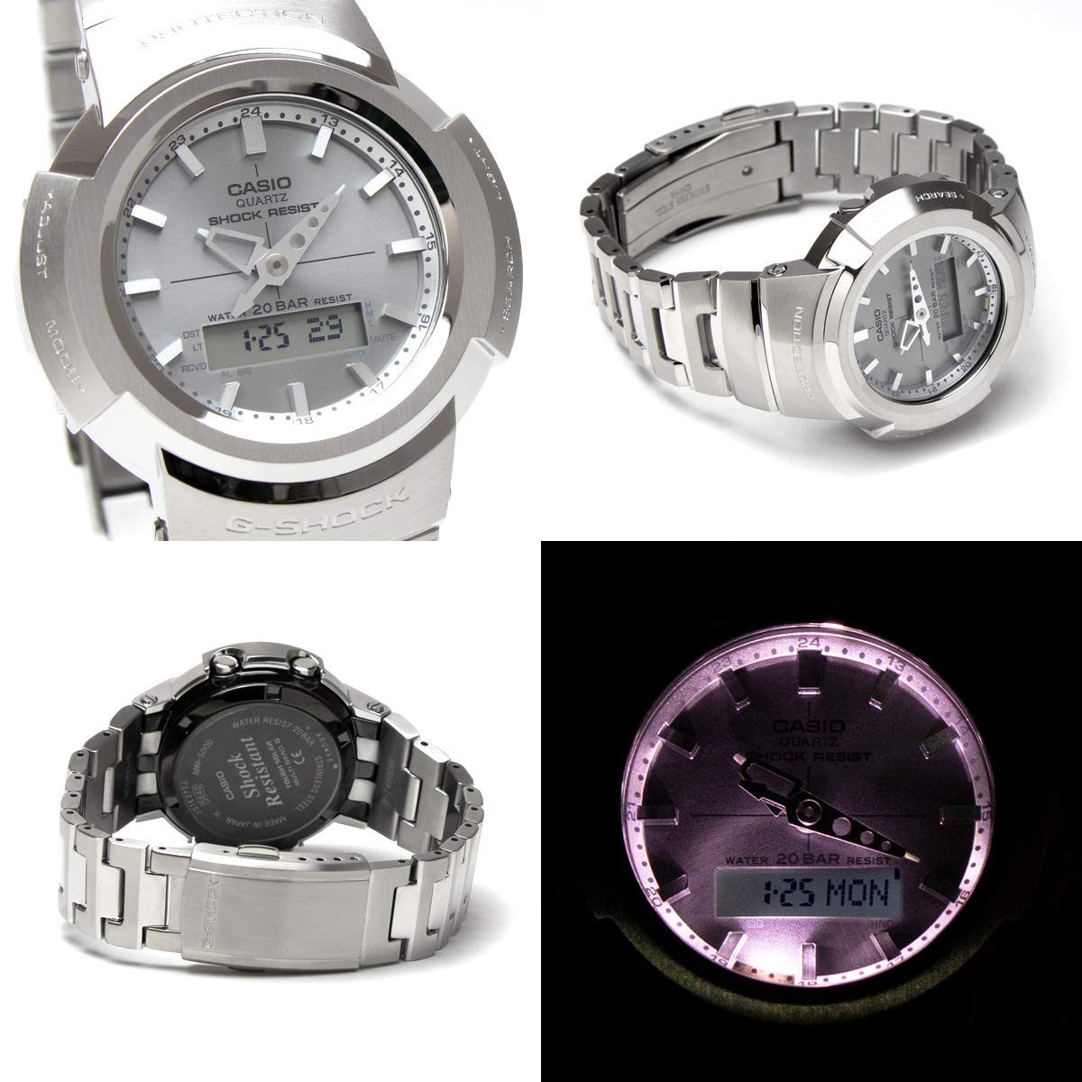 CASIO カシオ gshock ジーショック AW500 初代アナログ 復刻版 ソーラー電波 フルメタル AWM-500D-1A8 アナログデジタル メンズ 男性用 マットシルバー 電波時計 タフソーラー 同型：AMW-500D-1A8JF [並行輸入品] - BanzaiHobby