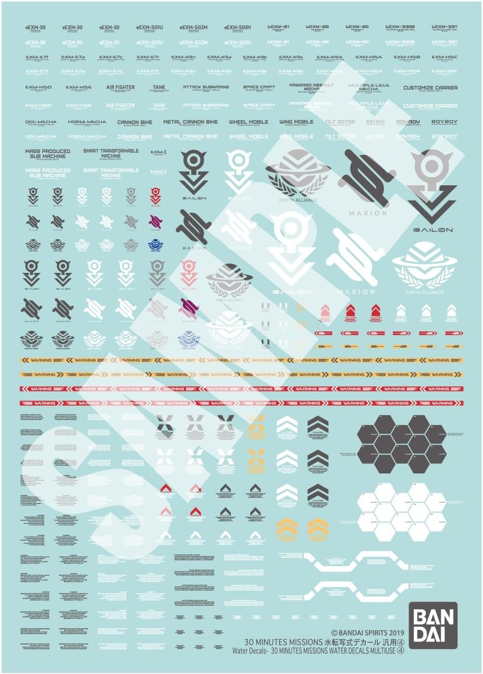 Bandai 1/144 30MM 30 MINUTES MISSIONS Water Decals Multiuse 4