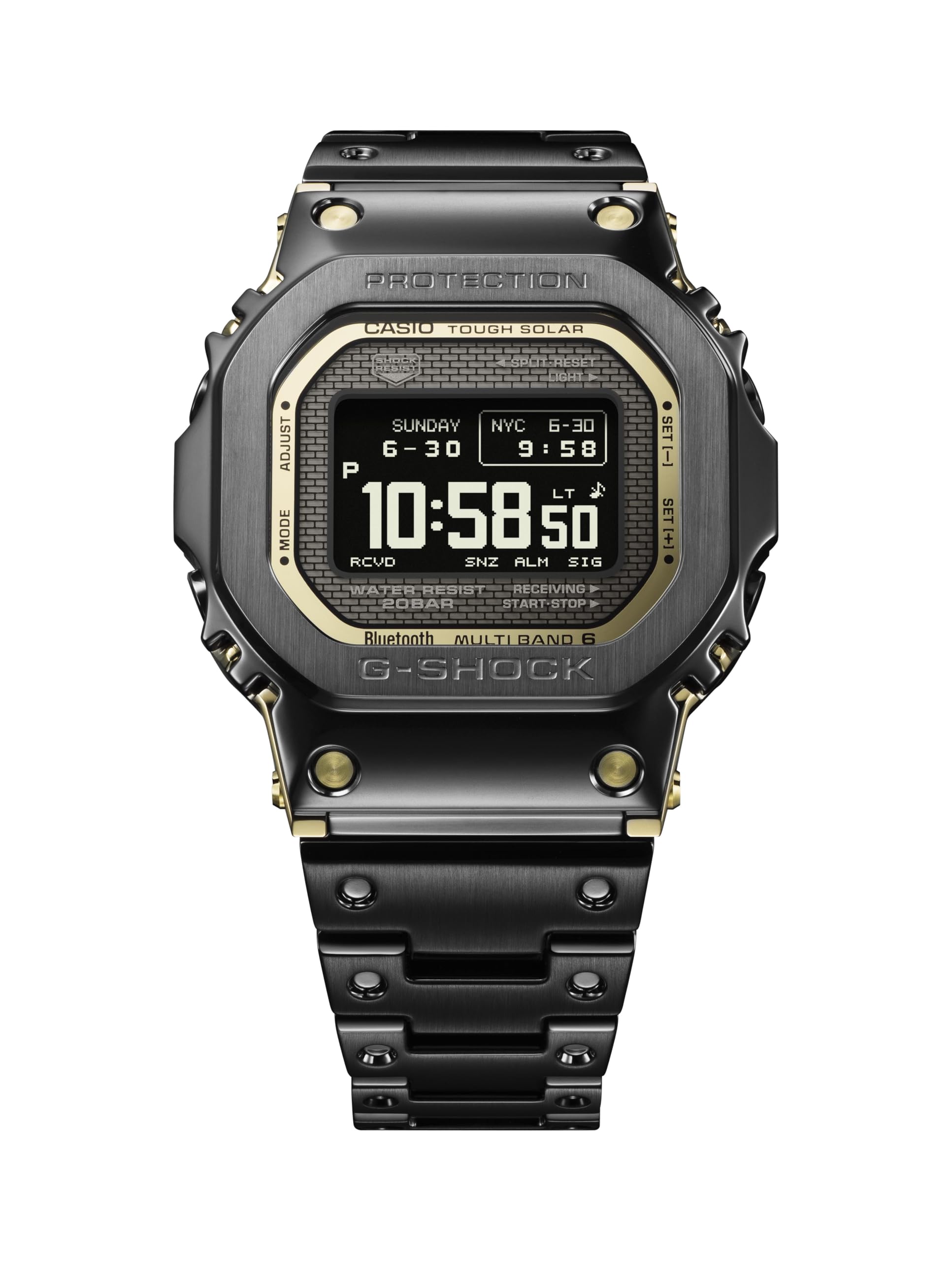 カシオ G-Shock フルメタル 5000シリーズ デジタル ツートン ブラック アンド ゴールドトーン ステンレススチール 腕時計 49.3mm - GMWBZ5000BD-1