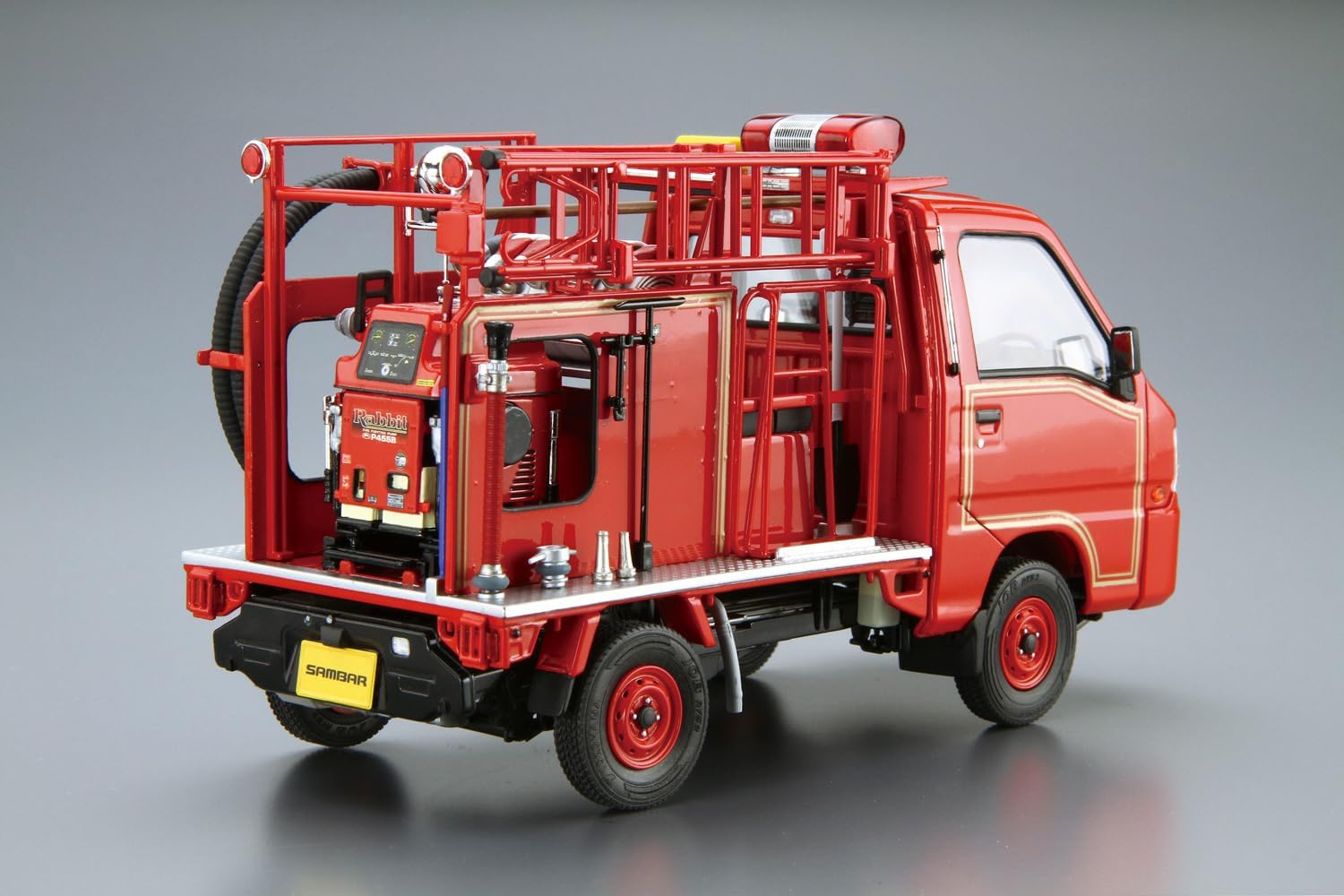 Aoshima 1/24 The Model Car No. 119 Subaru TT2 Sambar Fire Truck '11 - BanzaiHobby