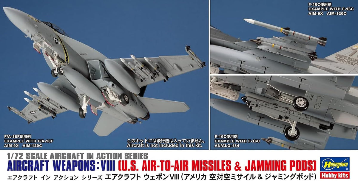 Hasegawa X72-13 1/72 Aircraft Weapons VIII US Air-to-Air Missiles & Jamming Pods