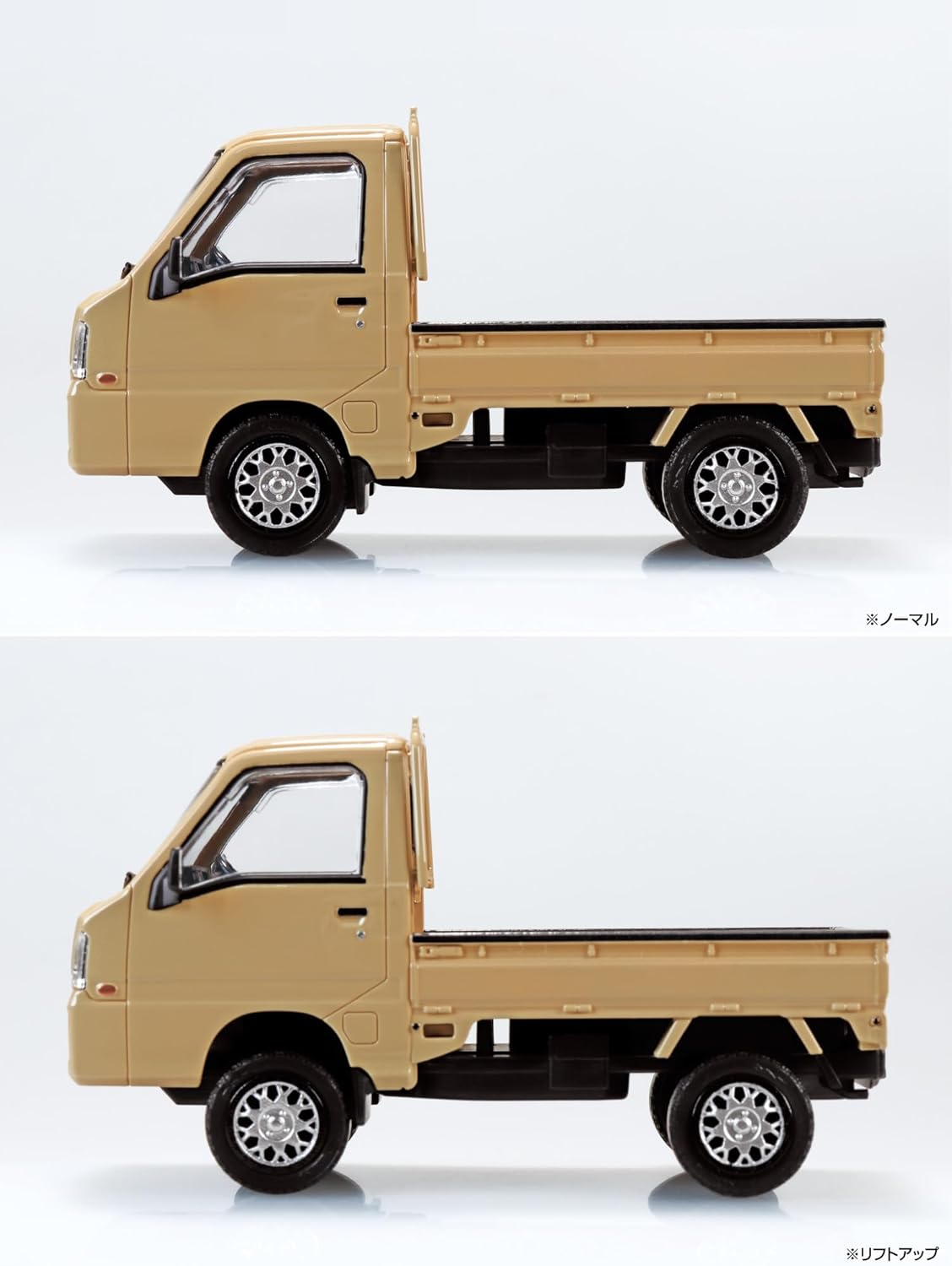 Aoshima 1/32 RakuPla Snap Kit No.05CU-KI Subaru Sambar Truck Custom Wheels Khaki - BanzaiHobby