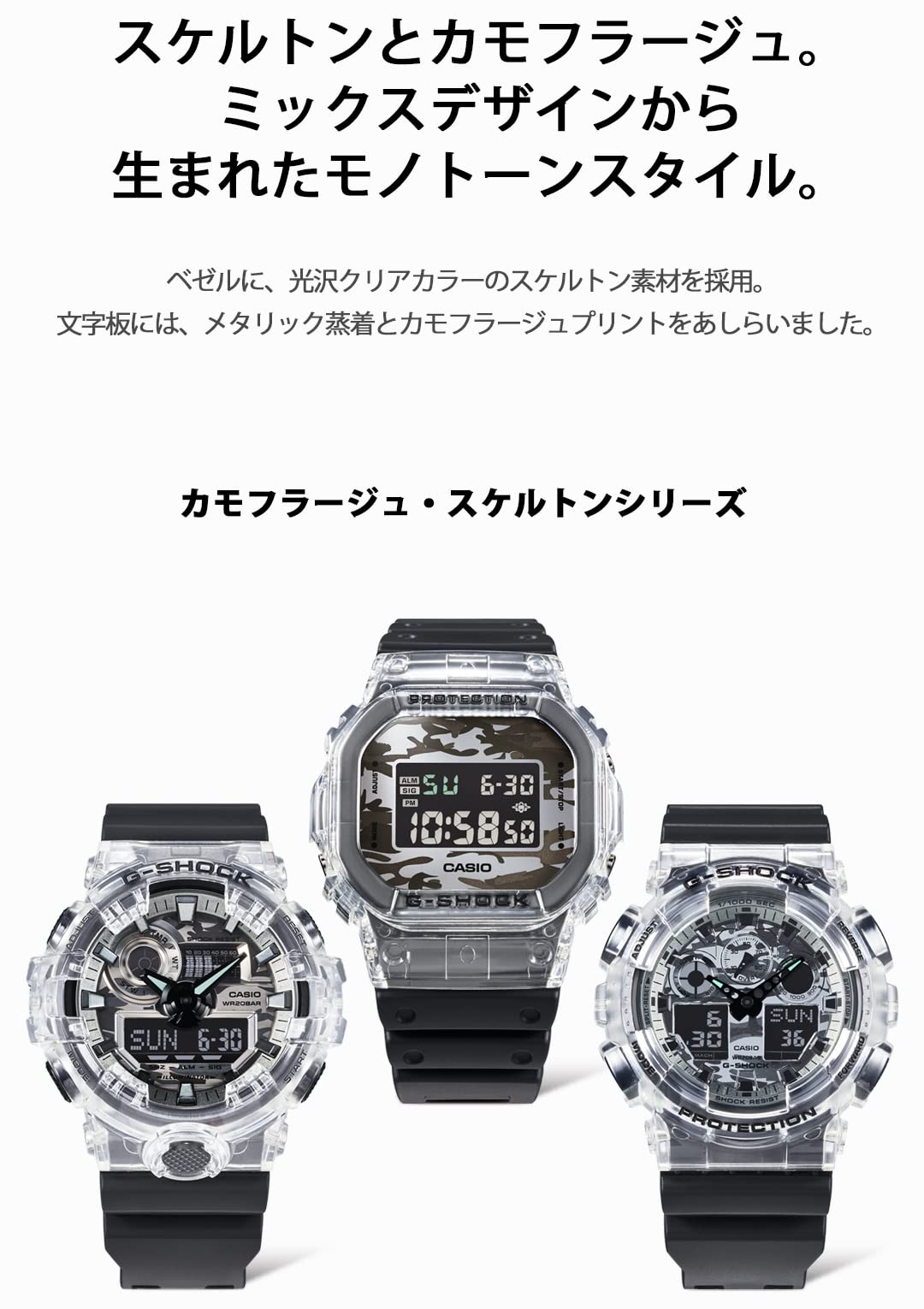 G-SHOCK [カシオ] 腕時計 ジーショック 【国内正規品】 カモフラージュ・スケルトンシリーズ DW-5600SKC-1JF メンズ ブラック - BanzaiHobby