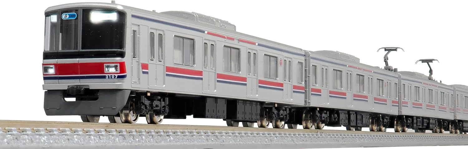 Green Max 50773 N Gauge Tokyu Railway 3000 Series Meguro Line and Tokyu Shin-Yokohama Line 8-Car Set with Motor Power