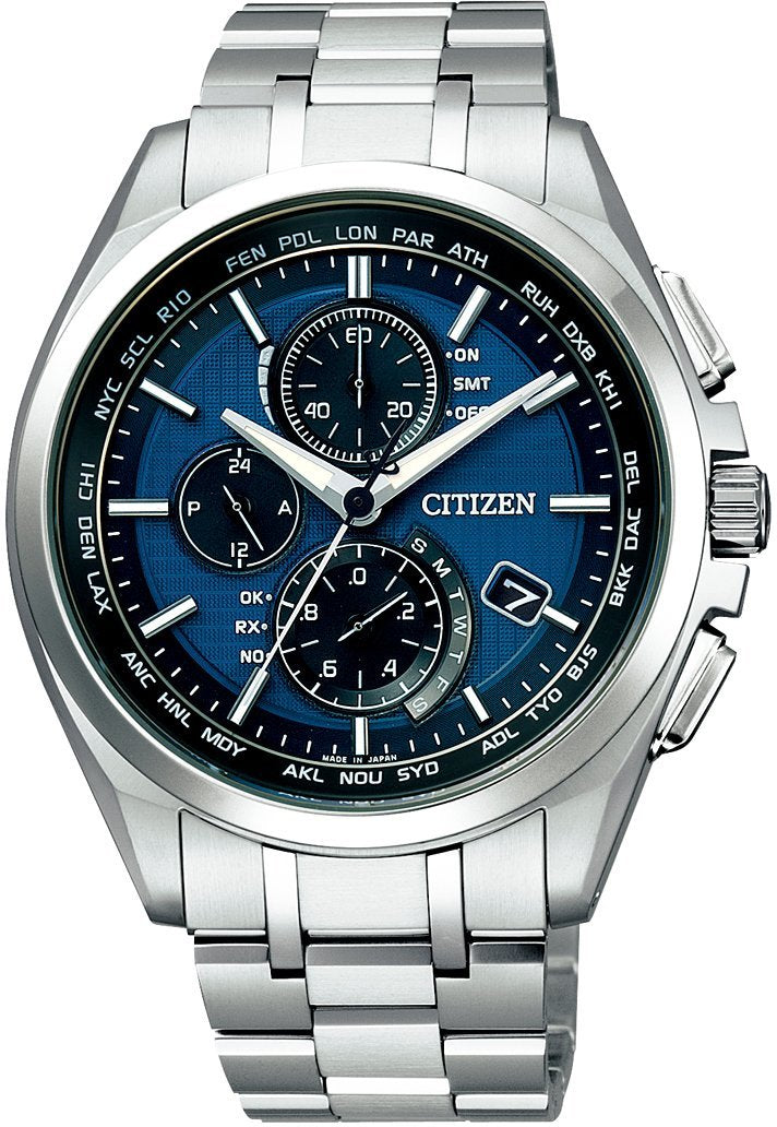 Reloj radiocontrolado CITIZEN ATTESA Eco-Drive con función de vuelo directo, indicador de manecillas, diseño delgado, AT8040-57L, para hombre - BanzaiHobby